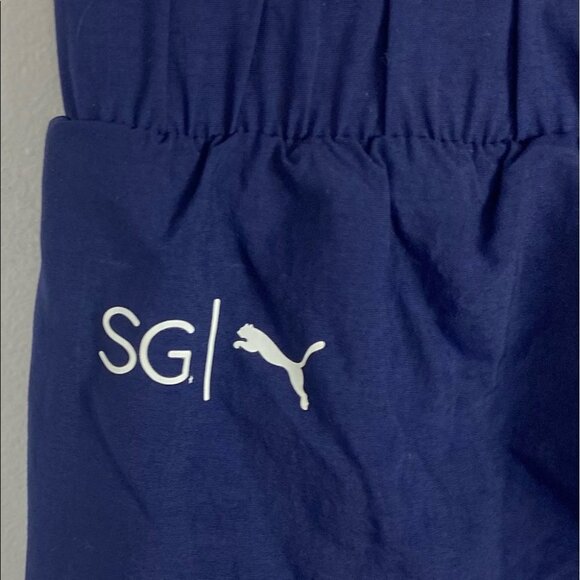 Selena Gomez Puma Bold Rugby Track Pants Oversized Blue White Size XS Stretch - Picture 12 of 16